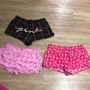 PINK Victoria's Secret set of 4-Plaid and Pink Pajama Shorts Set